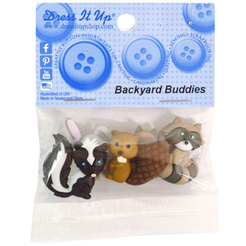 6 Pack Dress It Up Embellishments-Backyard Buddies DIUBTN-8311 - 787117566116