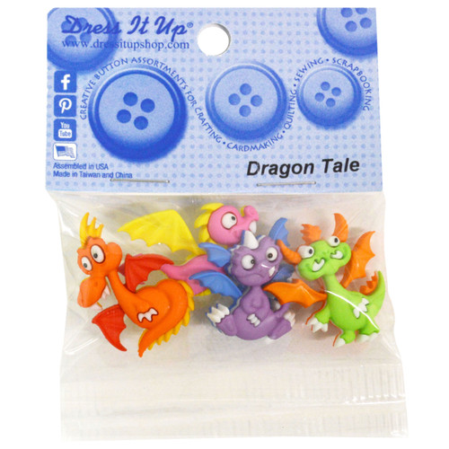 6 Pack Dress It Up Embellishments-Dragon Tale DIUBTN-8299 - 787117565997