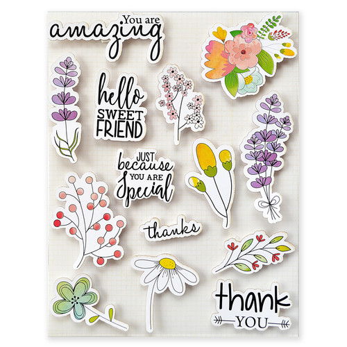Little Birdie Watercolor Collection Embellishment 14/Pkg-Floral Wishes - CR70274