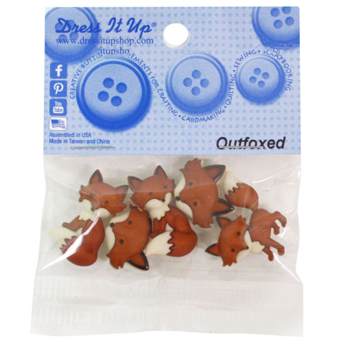 6 Pack Dress It Up Embellishments-Outfoxed DIUBTN-8293 - 787117565935