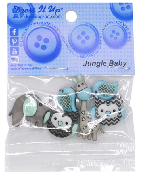 6 Pack - Dress It Up Embellishments-Jungle Baby - DIUBTN-9317 - 787117576177