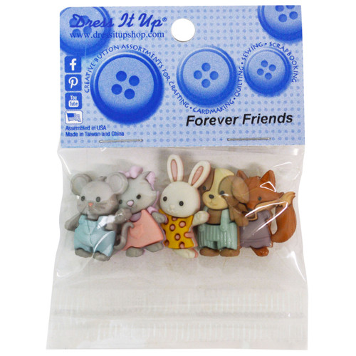 6 Pack Dress It Up Embellishments-Forever Friends DIUBTN-9322 - 787117576221