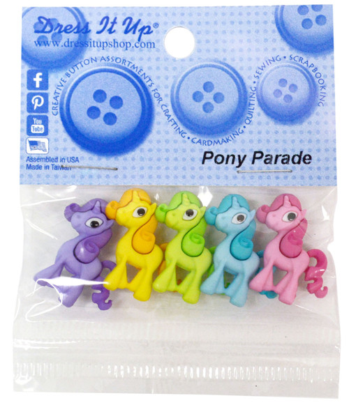 6 Pack - Dress It Up Embellishments-Pony Parade - DIUBTN-7684 - 787117559842 6 Pack - Dress It Up Embellishments-Pony Parade - DIUBTN-7684 - 787117559842