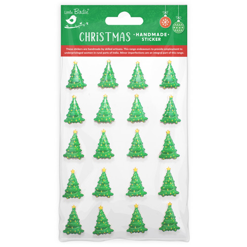 Little Birdie Handmade Christmas Resin Sticker 20/Pkg-Glassy Trees 5A0021BJ-1G46Y - 726465507020