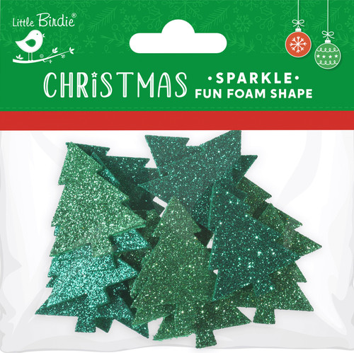 Little Birdie Christmas Self Adhesive Foam Shape 16/Pkg-Shimmer Pine; Green 5A0021BP-1G45J - 726465507259