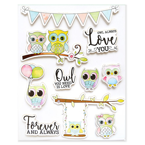Little Birdie Watercolor Sticker Collection 10/Pkg-Owl Love - CR70279