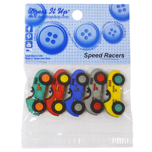 Dress It Up Embellishments-Speed Racers - DIUBTN3-10409 - 787117587098