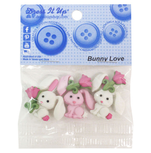 6 Pack - Dress It Up Embellishments-Bunny Love - DIUBTN3-9359 - 787117576597