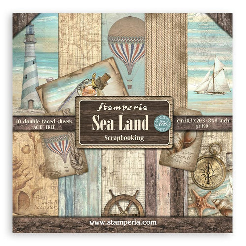 2 Pack Stamperia Double-Sided Paper Pad 8"X8" 10/Pkg-Sea Land 5A0021JK-1G4FX - 5993110033721