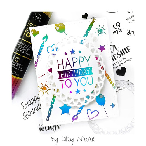 3 Pack Deco Foil Adhesive Transfer Sheets by Gina K 5.9" x 5.9"-Birthday Bliss 5A0022T7-1G5TS