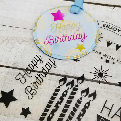 3 Pack Deco Foil Adhesive Transfer Sheets by Gina K 5.9" x 5.9"-Birthday Bliss 5A0022T7-1G5TS