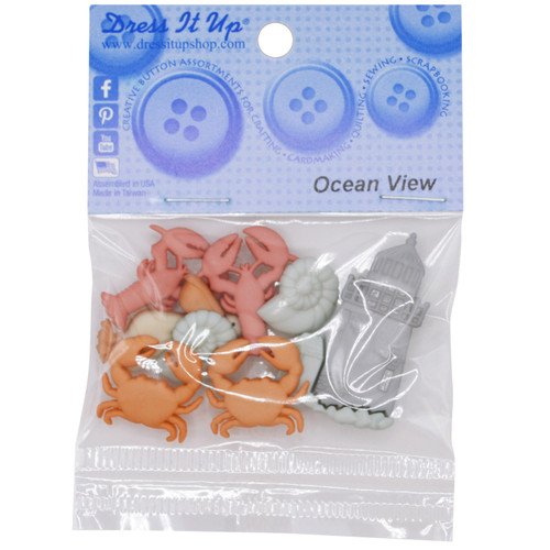 6 Pack Dress It Up Embellishments-Ocean View DIUBTN-1549 - 787117307047