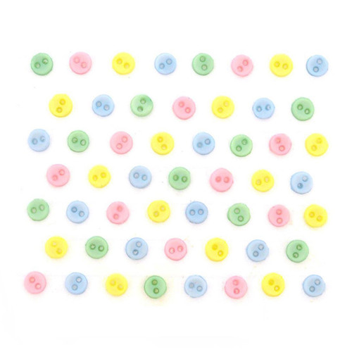 6 Pack Dress It Up Micro-Mini Button Embellishments-Round Innocence DIUMM-3014