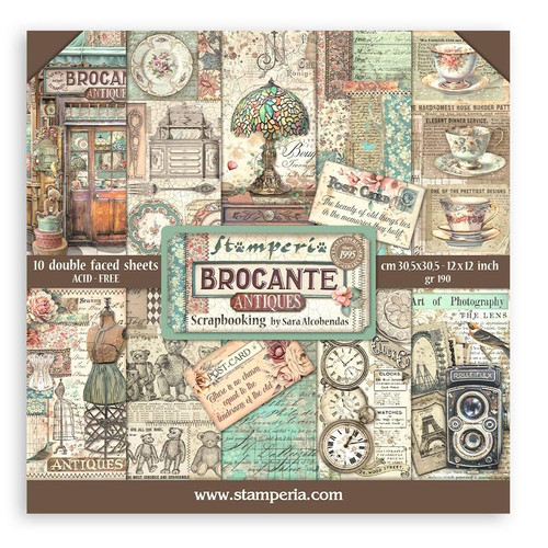 Stamperia Double-Sided Paper Pad 12"X12" 10/Pkg-Brocante Antiques 5A0021L1-1G4GM - 5993110033240