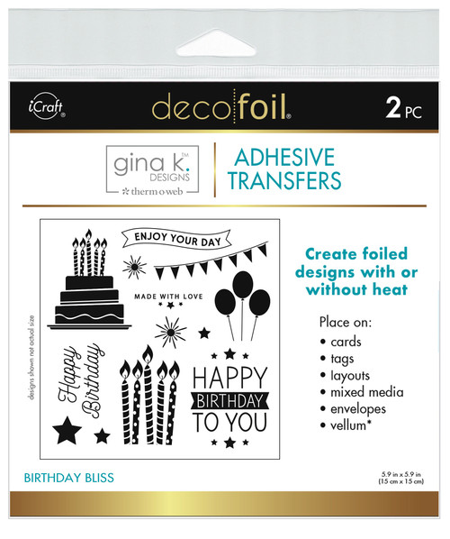 Deco Foil Adhesive Transfer Sheets by Gina K 5.9" x 5.9"-Birthday Bliss 5A0022T7-1G5TS - 000943056300