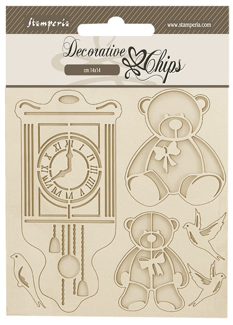 Stamperia Decorative Chips 5.5"X5.5"-Brocante Antiques Teddy Bear - 5A0021KB-1G4H2 - 5993110033080