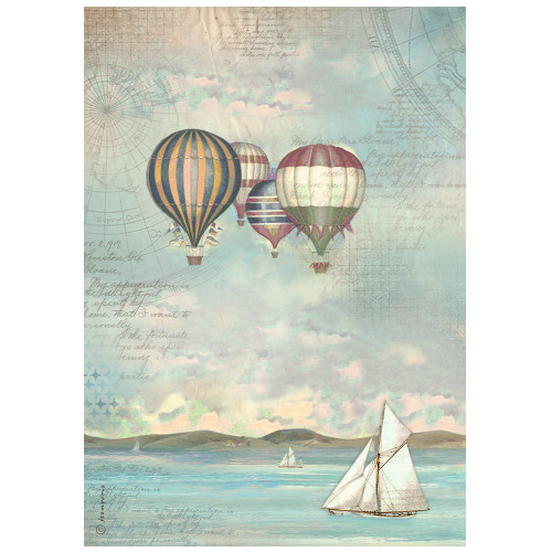 3 Pack - Stamperia Rice Paper Sheet A4-Sea Land Balloons - 5A0021JX-1G4FN - 5993110033639