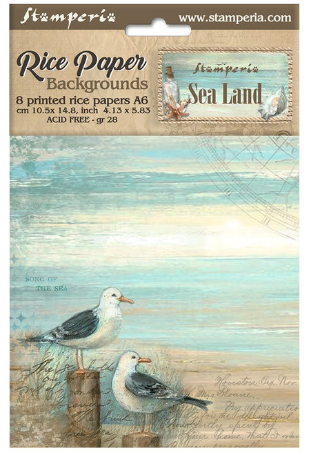 2 Pack Stamperia Assorted Rice Paper Backgrounds A6 8/Pkg-Sea Land 5A0021JJ-1G4FQ - 5993110033646
