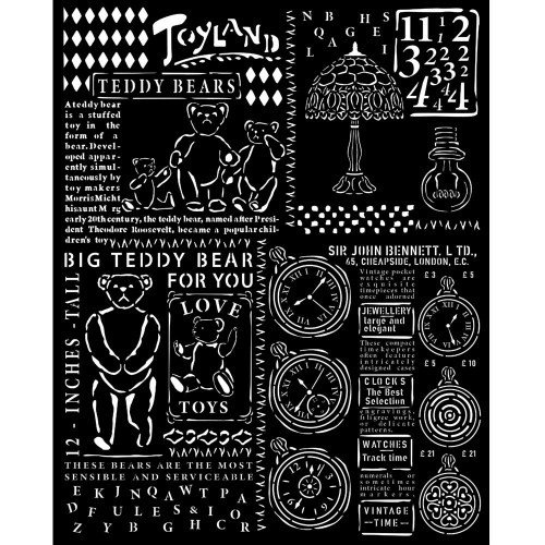 Stamperia Stencil 7.87"X9.84"-Brocante Antiques Teddy Bear 5A0021JY-1G4H5 - 5993110033424