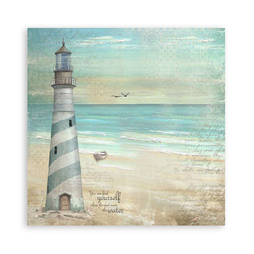 Stamperia Polyester Fabric 12"X12" 4/Pkg-Sea Land 5A0021JL-1G4FT