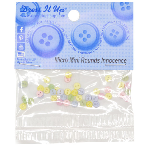 Dress It Up Micro-Mini Button Embellishments-Round Innocence - DIUMM-3014 - 787117513141
