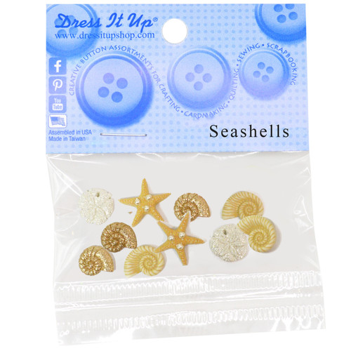 Dress It Up Embellishments-Seashells DIUBTN-452 - 787117206104