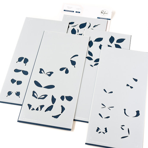Pinkfresh Studio 4"X9" Stencils-Fluttering Butterflies - 5A0022GY-1G59R - 736952882738