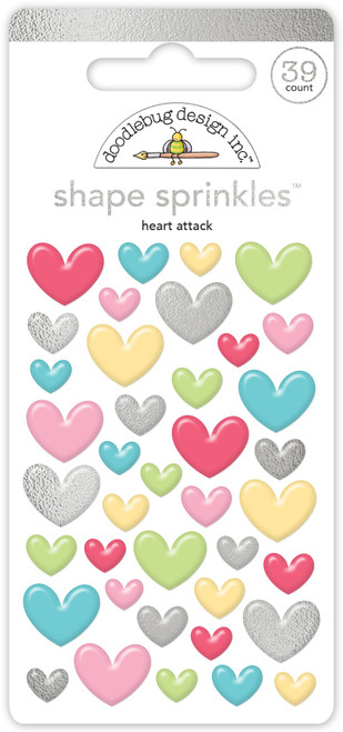 3 Pack Doodlebug Sprinkles Adhesive Enamel Shapes-Heart Attack 5A0023D7-1G6CL - 842715080089