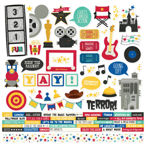 4 Pack - Say Cheese Tinseltown Cardstock Stickers-12"X12" - 5A0022JG-1G5D1 - 810150770742