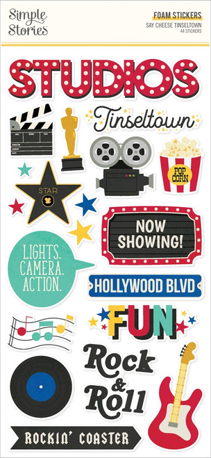 3 Pack - Say Cheese Tinseltown Stickers 44/Pkg-Foam - 5A0022KK-1G5D9 - 810150770827