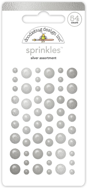 3 Pack Doodlebug Sprinkles Adhesive Enamel Shapes-Silver Assortment 5A0023DZ-1G6CW - 842715082144