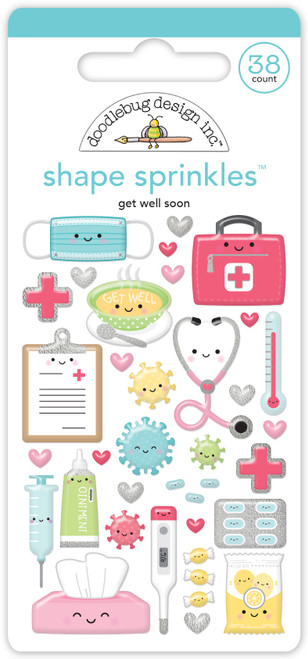 3 Pack Doodlebug Sprinkles Adhesive Enamel Shapes-Get Well Soon 5A0023CQ-1G6DJ - 842715080058