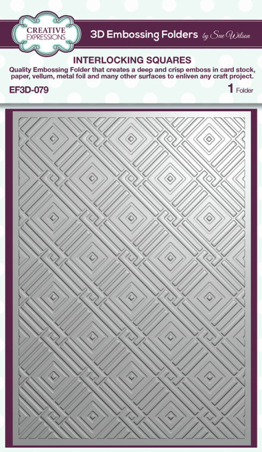 2 Pack Creative Expressions 3D Embossing Folder 5"X7"-Interlocking Squares 5A0022F1-1G54F - 5055305987223