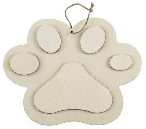 12 Pack Ready To Finish Hanging Wood Shape-Animal Paw Dimensional CH2669A - 726465503596