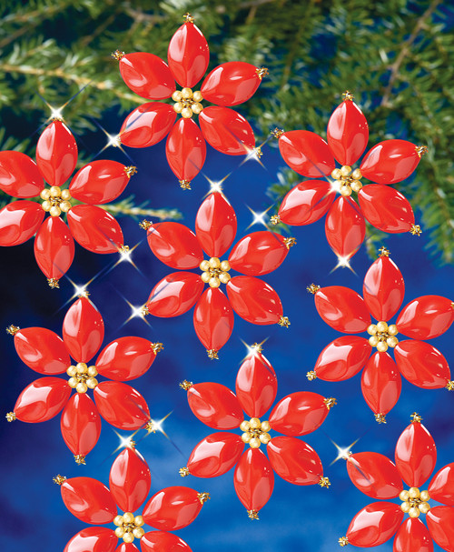 The Beadery Holiday Beaded Ornament Kit-Red Poinsettia 2.25", Makes 12 BOK-1G6H3 - 045155908115