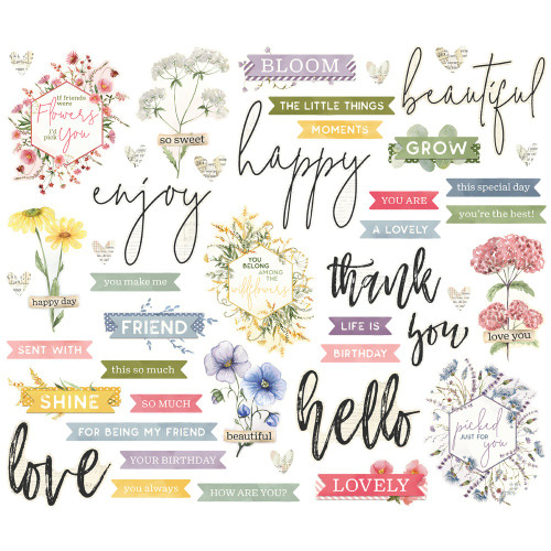 Simple Vintage Meadow Flowers Bits & Pieces 45/Pkg-Sentiment - 5A0022K9-1G5HF