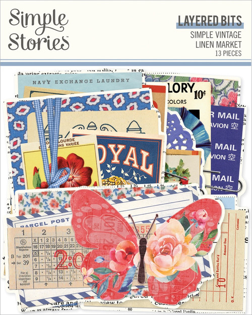Simple Vintage Linen Market Bits & Pieces 13/Pkg-Layered - 5A0022KC-1G5JK - 810150771626