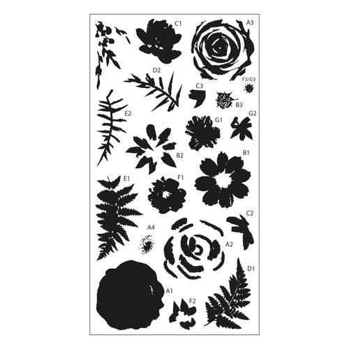 Sizzix Layered Clear Stamps 20/Pkg-Painted Florals 5A00229V-1G4YF