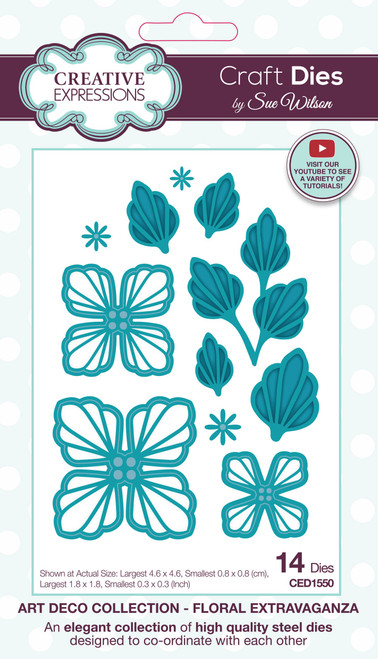 Creative Expressions Craft Dies By Sue Wilson-Art Deco Floral Extravaganza 5A0022DT-1G546 - 5055305988169