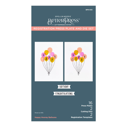 Spellbinders BetterPress Press Plate & Die Set-Happy Hooray Balloons Registration - 5A0022YC-1G61R - 810146542162