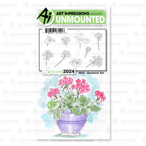 Art Impressions Watercolor Cling Rubber Stamps-Geranium 5A0022VB-1G5X0 - 799793271406