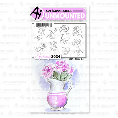Art Impressions Watercolor Cling Rubber Stamps-Rose 5A0022VJ-1G5X2 - 799793271468