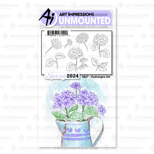 Art Impressions Watercolor Cling Rubber Stamps-Hydrangea 5A0022VF-1G5X3 - 799793271420