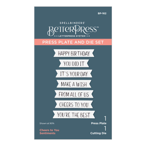 Spellbinders BetterPress Press Plate & Die Set-Cheers To You Sentiments - 5A0022Y2-1G60W - 810146542247