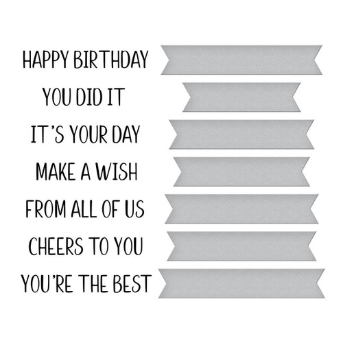 Spellbinders BetterPress Press Plate & Die Set-Cheers To You Sentiments - 5A0022Y2-1G60W