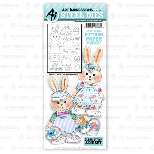 Art Impressions Holiday Stamp & Die Set-Easter Bunny Puppet 5A0022VC-1G5X9 - 799793271833