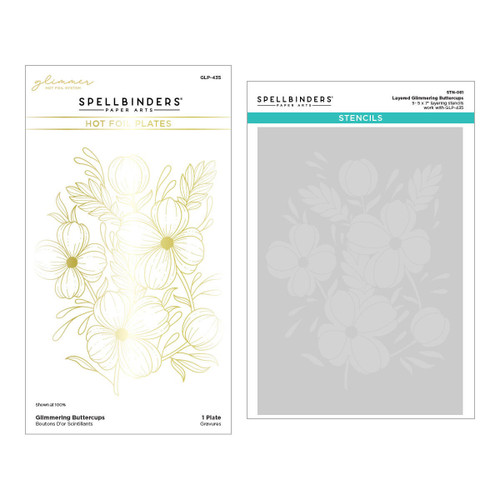 Spellbinders Glimmer Plate And Stencil Bundle-Glimmering Buttercups 5A0022Z6-1G61M - 810146541967