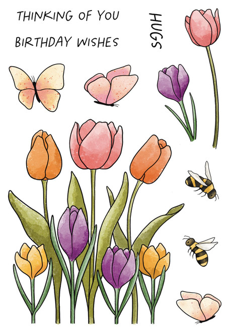 Creative Expressions Jane's Doodles Clear Stamp 4"X6"-Tulip & Crocus 5A0022D7-1G539