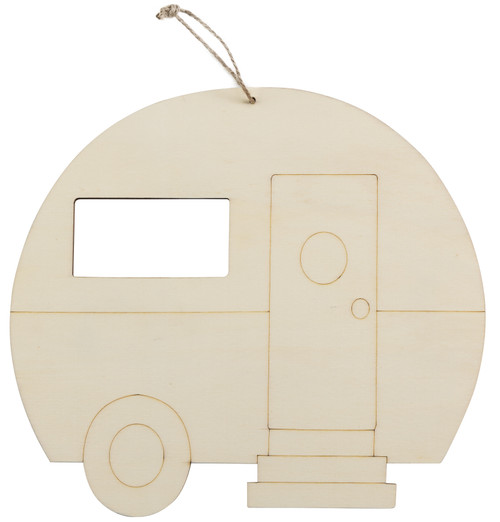 Ready To Finish Hanging Wood Shape-Vintage Camper CH2636A - 726465503664