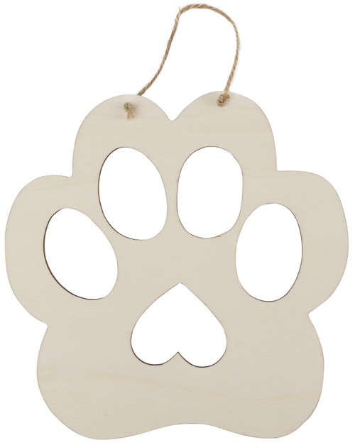 12 Pack Ready To Finish Hanging Wood Shape-Animal Paw With Cutouts 4mm 5A00232X-1G65Y - 726465507891